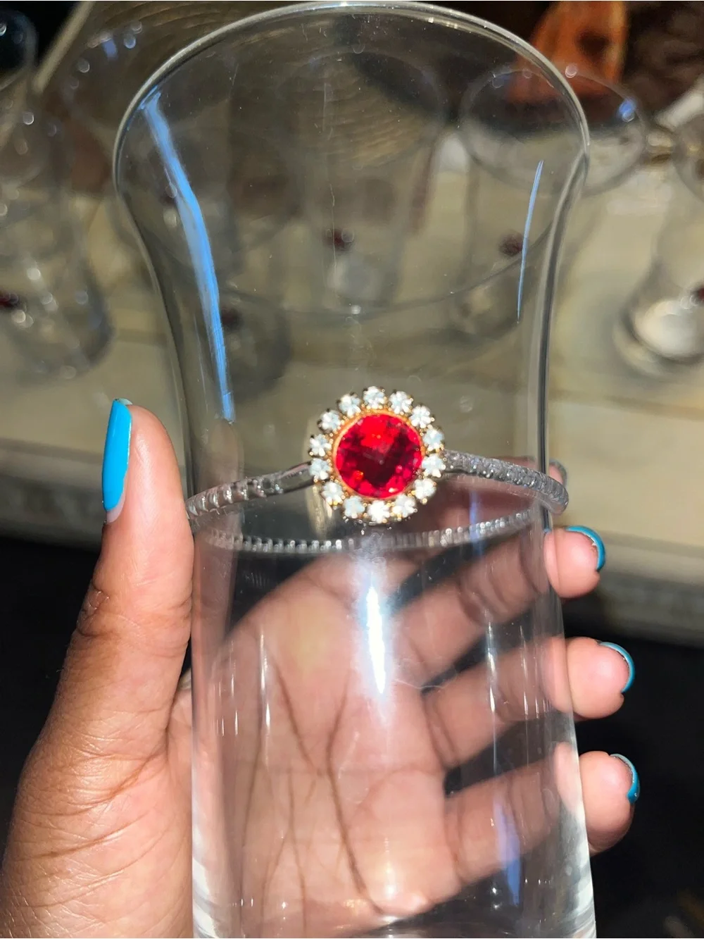 NEW Pier 1 Imports Jeweled Rhinestone Stem Wine Glasses Set of 8 Goblets
